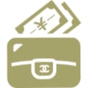 高級ブランド風の財布とお金のアイコン