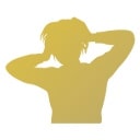 女性が自分の頭を触っている画像