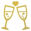 グラス同士が寄り添っている画像